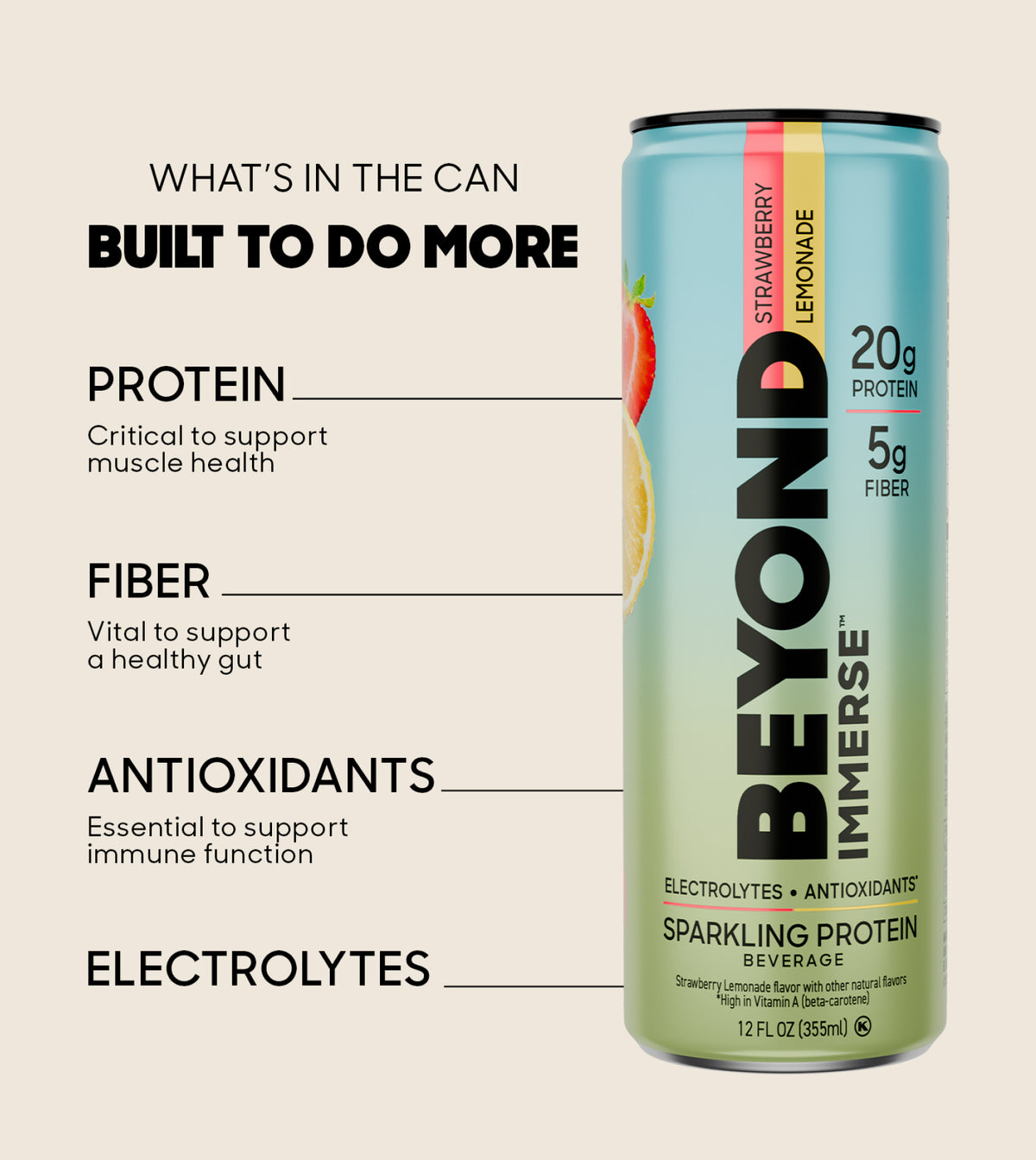 Strawberry Lemonade (with organic agave) - 20g Protein